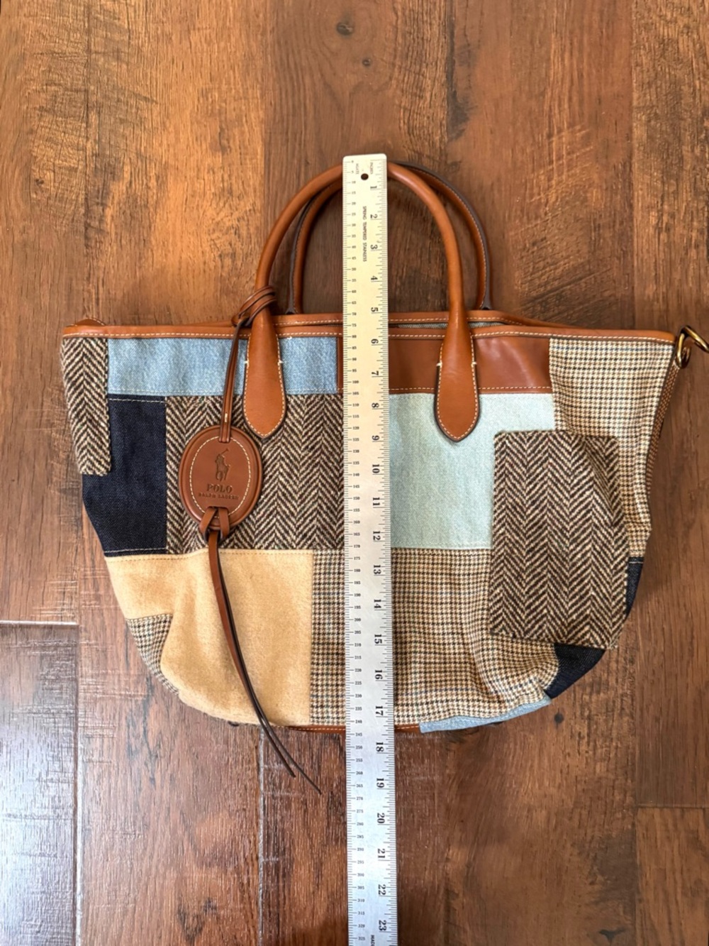RALPH LAUREN POLO tweed and leather tote, one size, NWOT - Picture 12 of 16